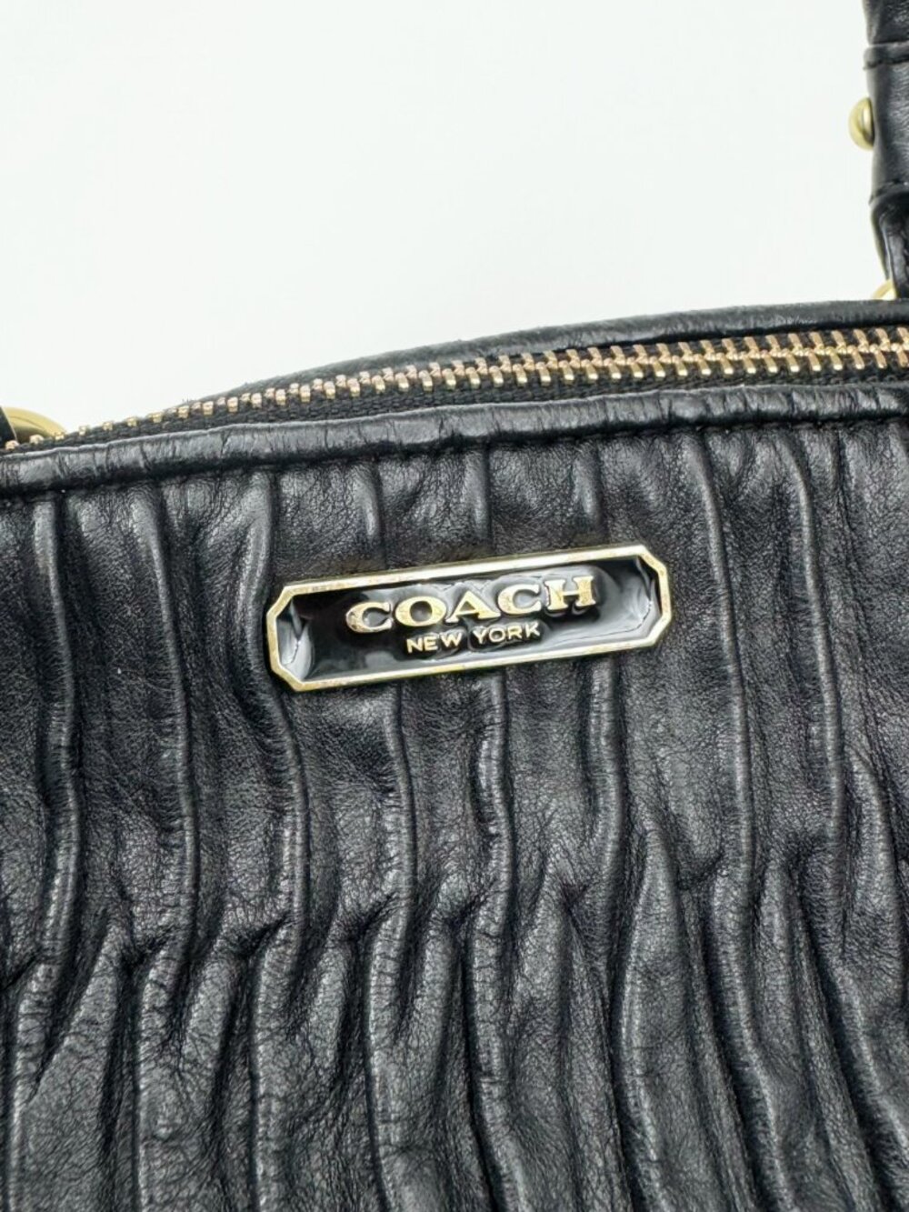 Coach Madison Gathered Leather Sophia Satchel Black Shoulder Crossbody Bag - Picture 8 of 12